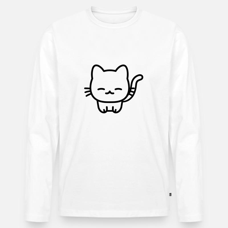 Katze - Männer Premium Bio Langarmshirt - Weiß