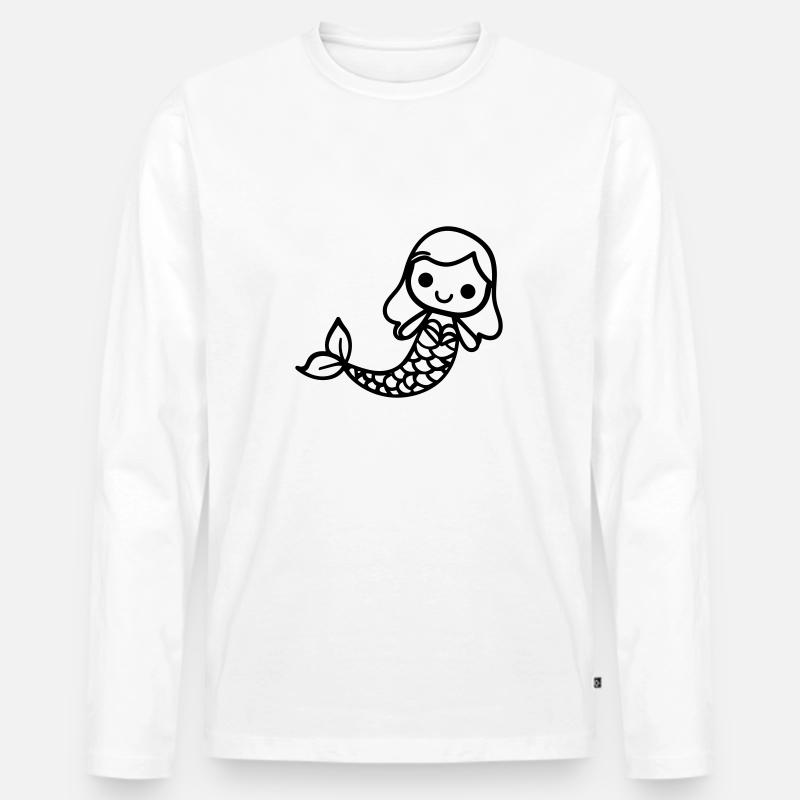 Meerjungfrau - Männer Premium Bio Langarmshirt - Weiß