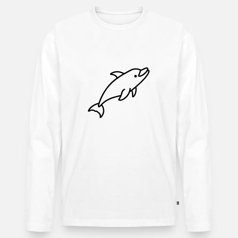 Delfin - Männer Premium Bio Langarmshirt - Weiß