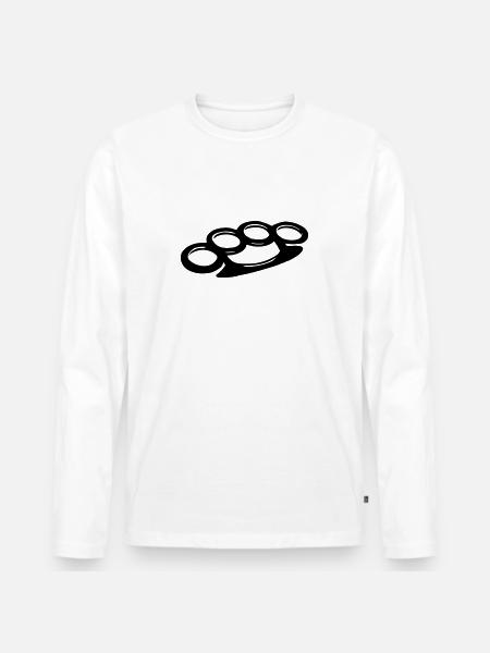Schlagring - Männer Premium Bio Langarmshirt - Weiß