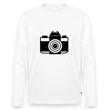 Appareil photo - T-shirt manches longues Premium bio Homme - blanc - Devant - Nico (187cm)