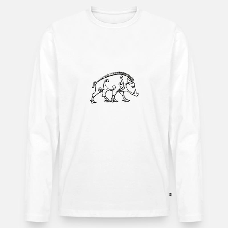 Celtic boar - Men's Premium Organic Long Sleeve Shirt - white