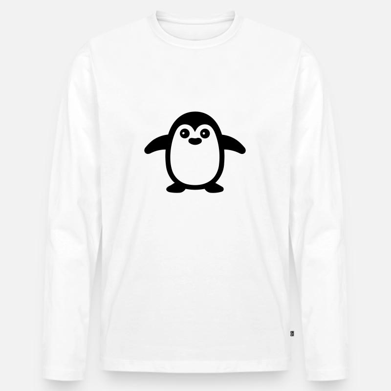Pinguin - Männer Premium Bio Langarmshirt - Weiß