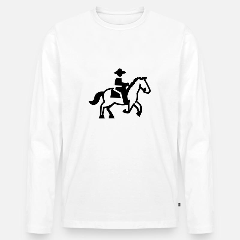 Reiter Pferd Reiter - Männer Premium Bio Langarmshirt - Weiß