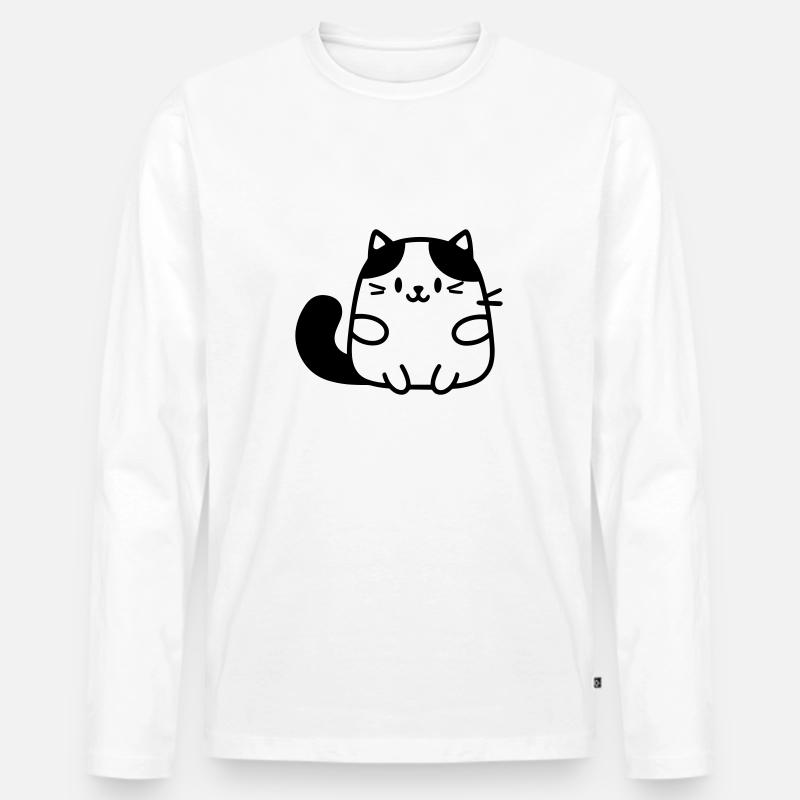 Katze - Männer Premium Bio Langarmshirt - Weiß