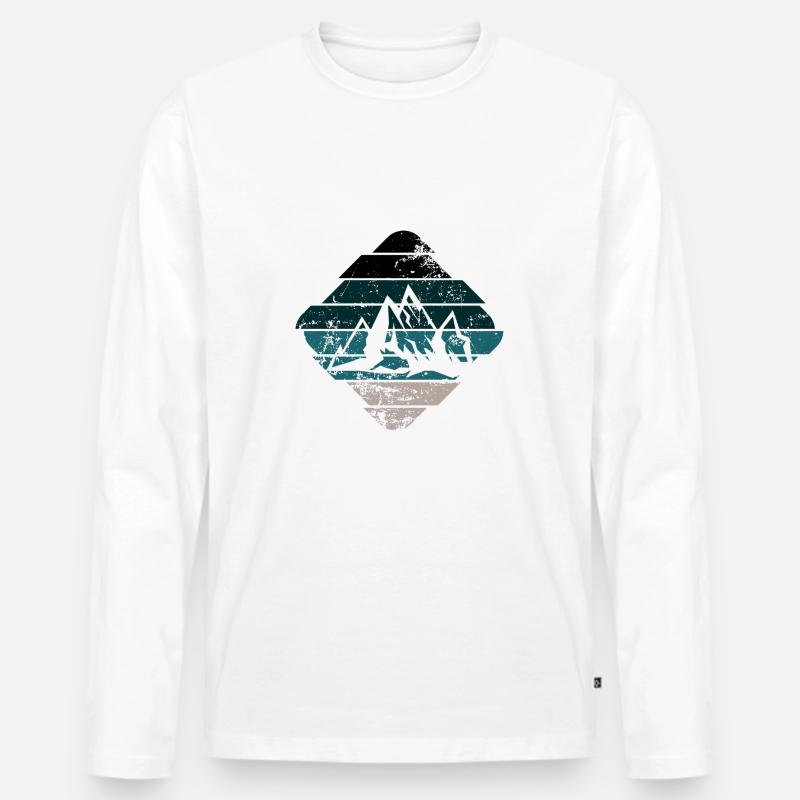 Berg - Männer Premium Bio Langarmshirt - Weiß