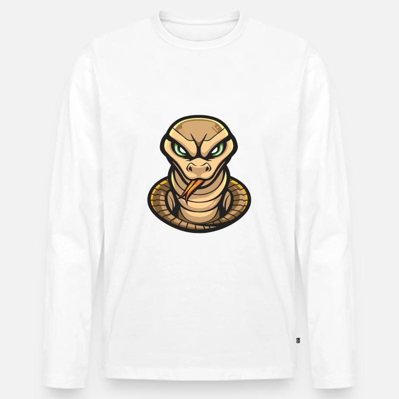 Schlange Kobra Comic - Männer Premium Bio Langarmshirt - Weiß