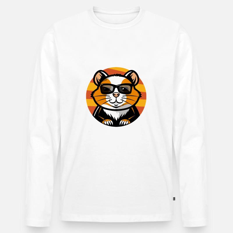 Hamster Cool Comic - Männer Premium Bio Langarmshirt - Weiß