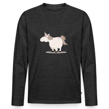 Thick cute unicorn - Men's Premium Organic Long Sleeve Shirt - heather anthracite - Front - Nico (187cm)