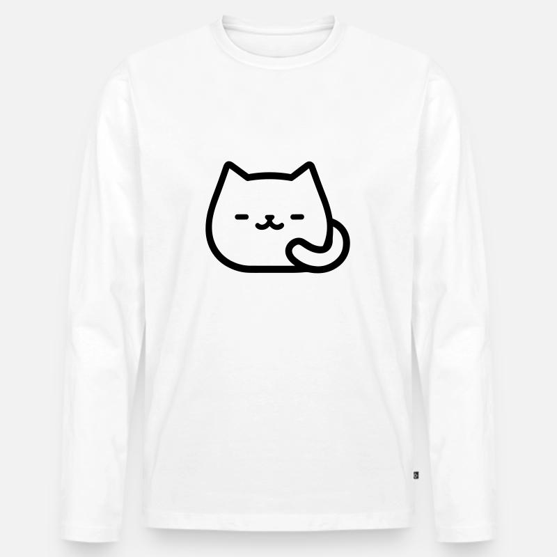 Katze - Männer Premium Bio Langarmshirt - Weiß