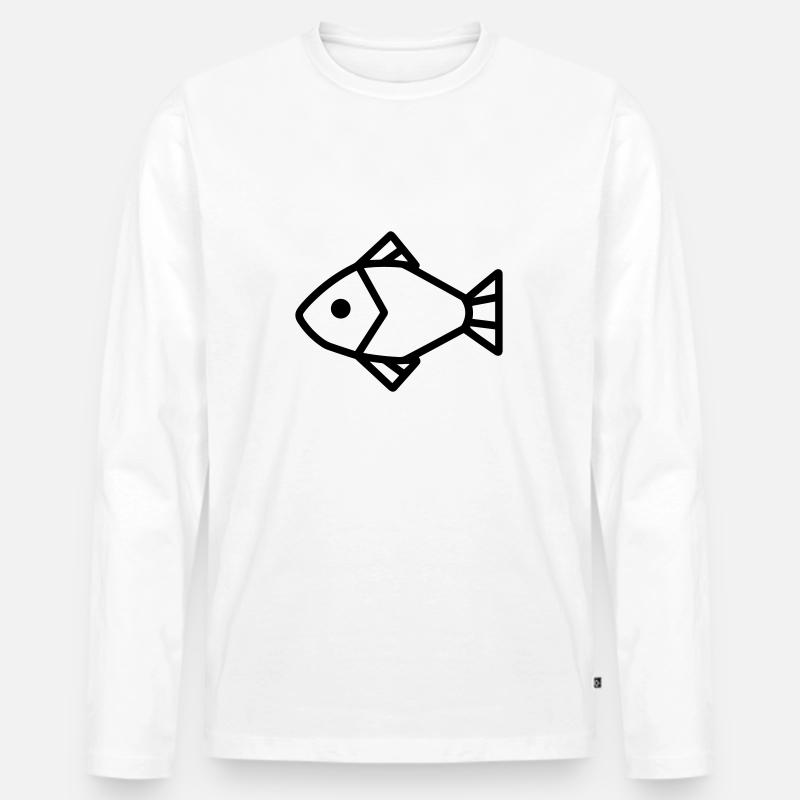 Fisch - Männer Premium Bio Langarmshirt - Weiß