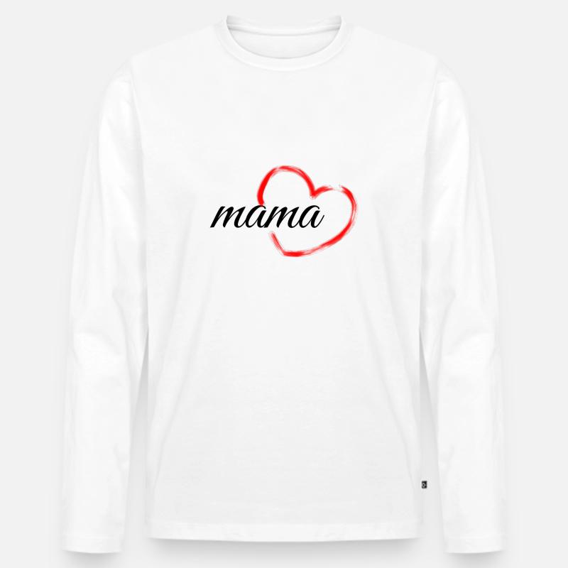 Mama Herz - Männer Premium Bio Langarmshirt - Weiß