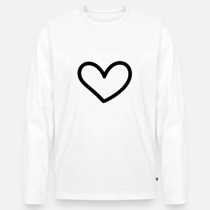 Herz - Männer Premium Bio Langarmshirt - Weiß