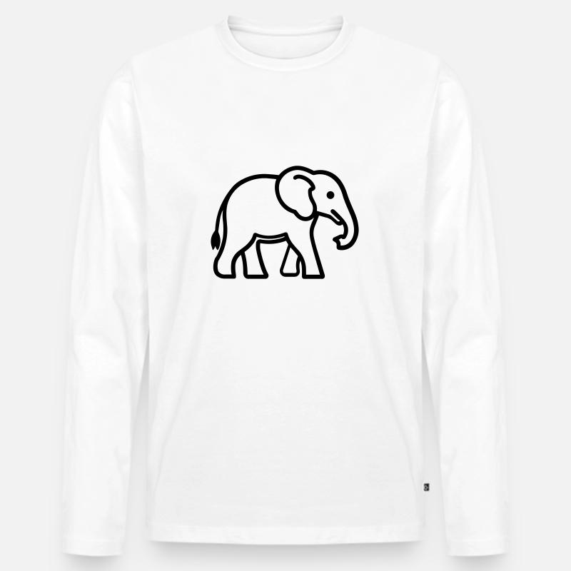 Elefant - Männer Premium Bio Langarmshirt - Weiß