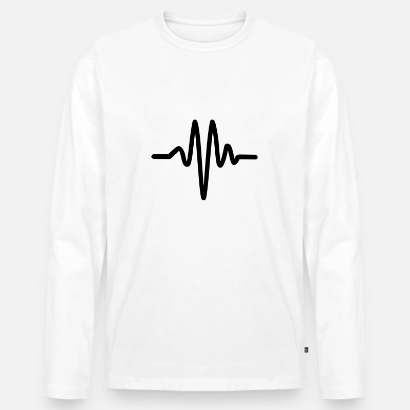 Herzschlag, Puls - Männer Premium Bio Langarmshirt - Weiß