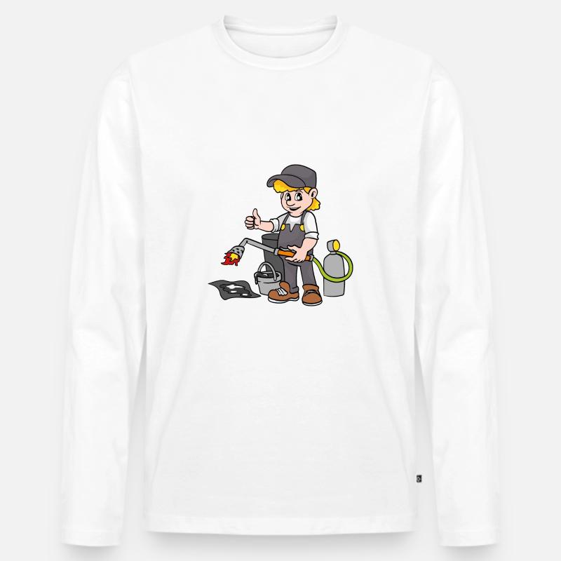 Dachdecker - Männer Premium Bio Langarmshirt - Weiß