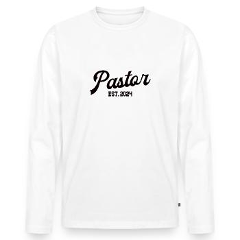 Pastor 2024 Jubiläum Geburtstag Kirche Geistlicher - Männer Premium Bio Langarmshirt - Weiß - Vorne - Nico (187cm)
