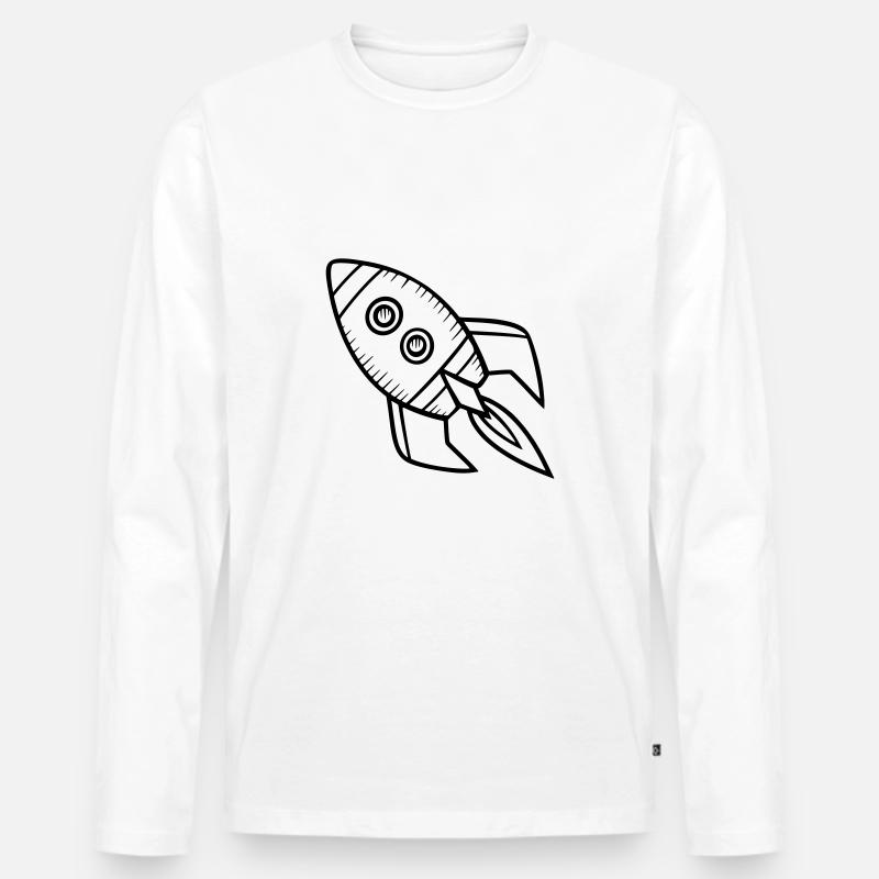 Raumschiff Rakete - Männer Premium Bio Langarmshirt - Weiß