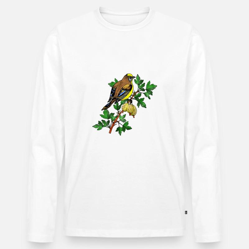 Vogel - Männer Premium Bio Langarmshirt - Weiß