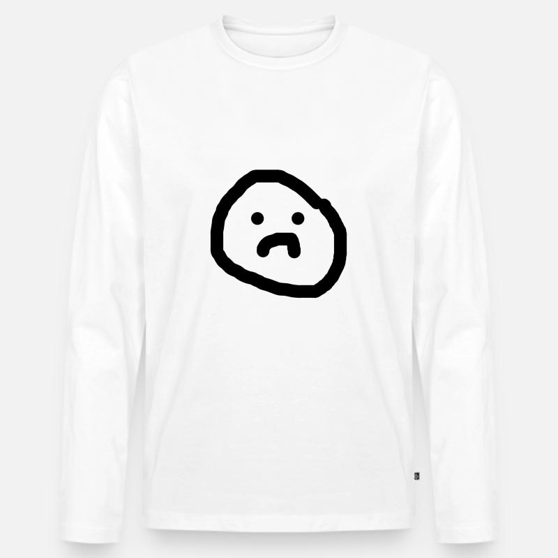 Trauriges Gesicht - Männer Premium Bio Langarmshirt - Weiß