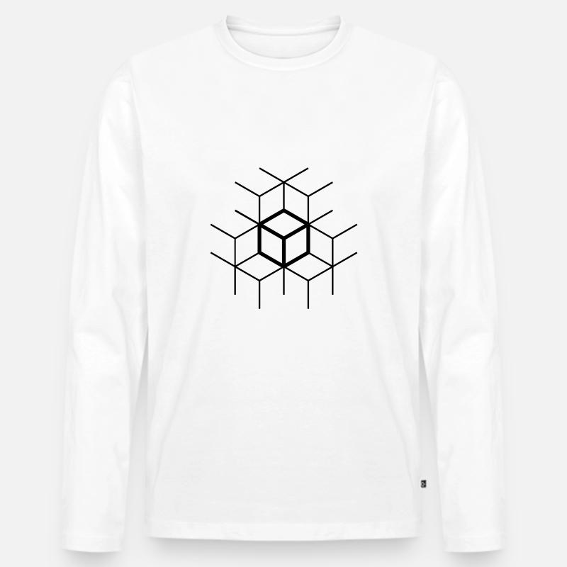 Einfaches Würfel-Web - Männer Premium Bio Langarmshirt - Weiß