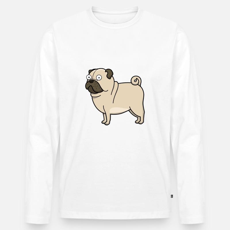 Derp Pug - Männer Premium Bio Langarmshirt - Weiß