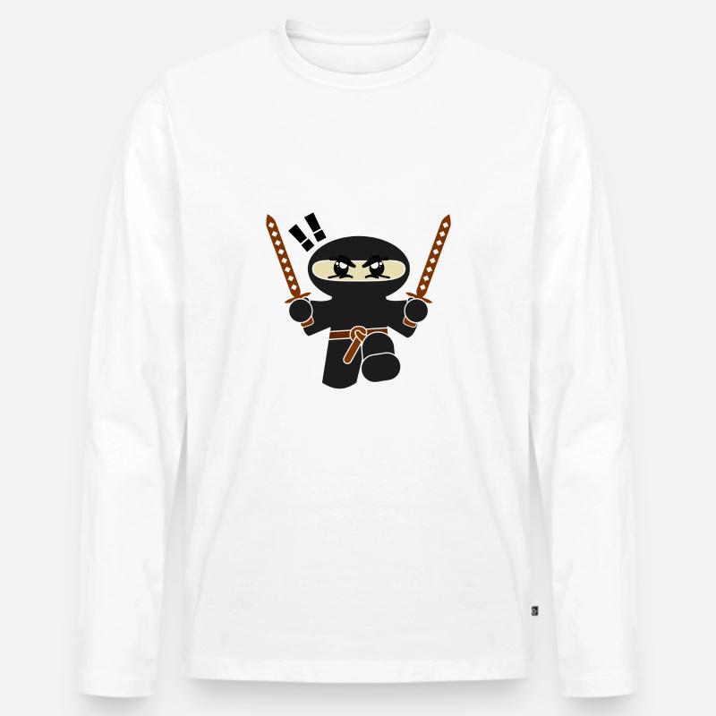 Kleiner Ninja Black - Männer Premium Bio Langarmshirt - Weiß