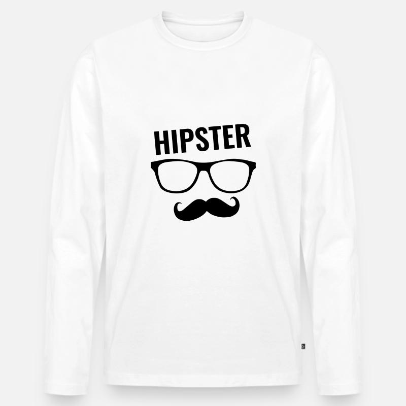 Hipster - Männer Premium Bio Langarmshirt - Weiß