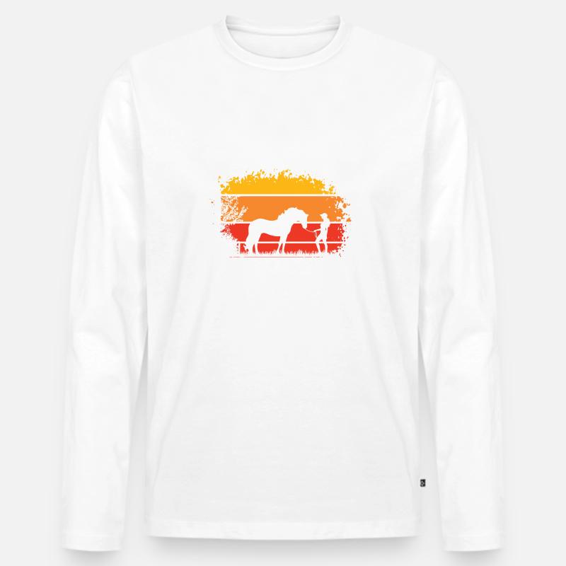 Frau mit Pferd - Männer Premium Bio Langarmshirt - Weiß
