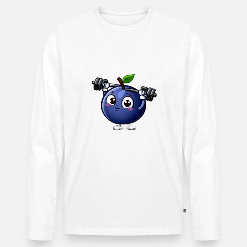 Trainierende Blaubeere - Männer Premium Bio Langarmshirt - Weiß