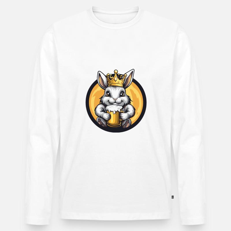 Hase Bier Comic - Männer Premium Bio Langarmshirt - Weiß