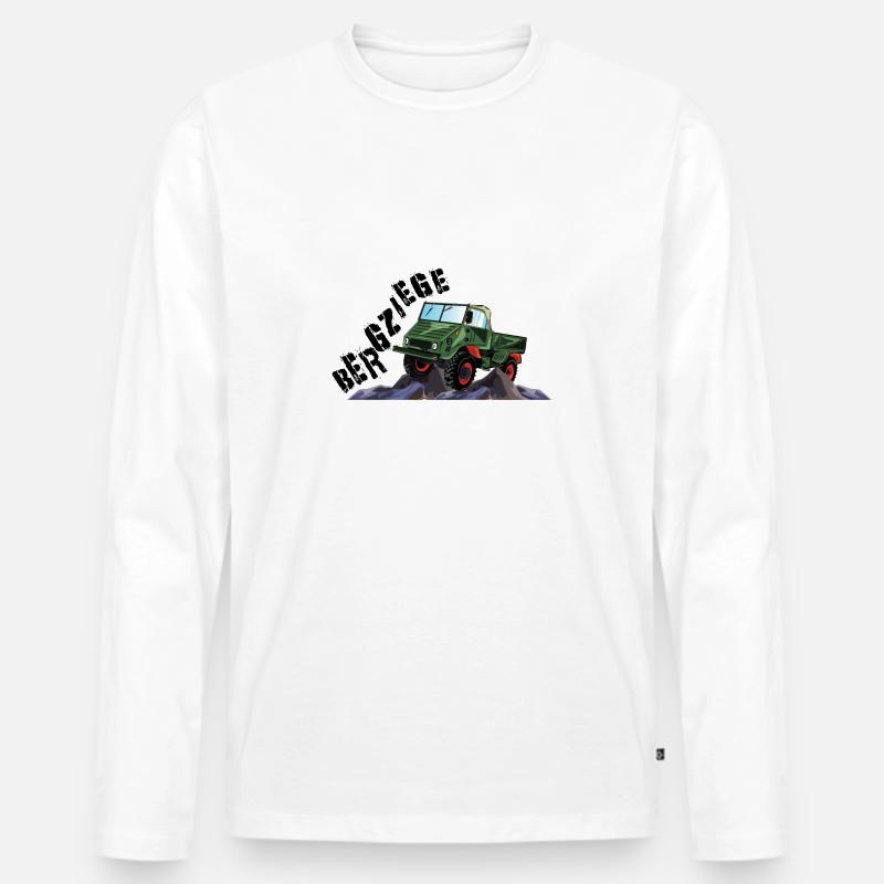 Bergziege - Unimog - Offroad - Oldtimer - Männer Premium Bio Langarmshirt - Weiß