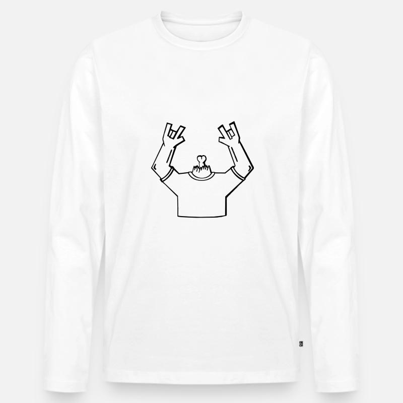 Headless Geschenk Geschenkidee - Männer Premium Bio Langarmshirt - Weiß