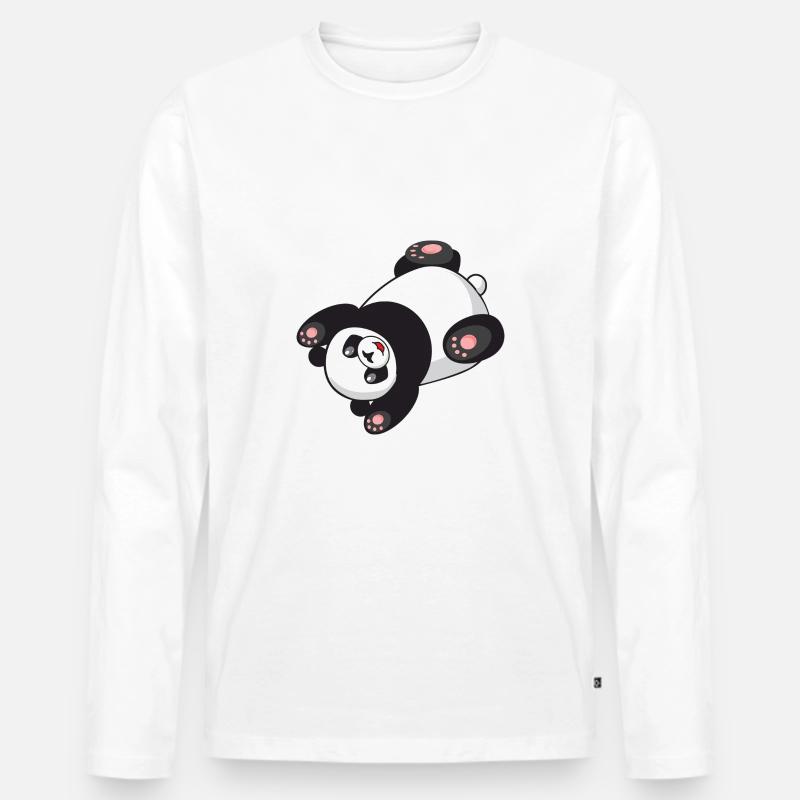 Süsser Panda - Männer Premium Bio Langarmshirt - Weiß