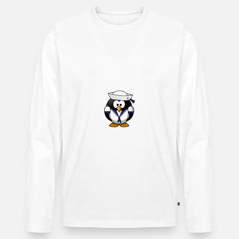 Ahoi Matrose Pinguin Geschenk - Männer Premium Bio Langarmshirt - Weiß