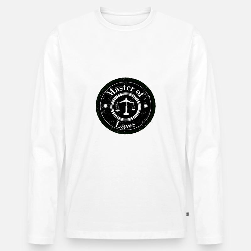 Master of Laws Logo Patch - Männer Premium Bio Langarmshirt - Weiß