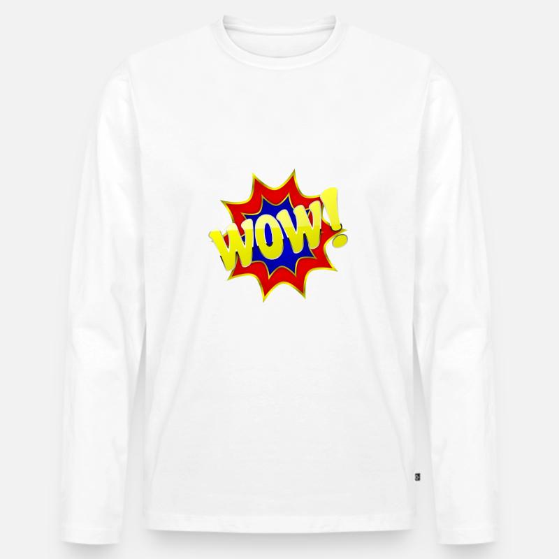 WOW - Maglia a manica lunga ecologica premium da uomo - bianco