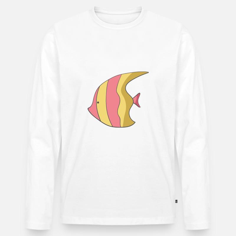 Fisch gestreift - Männer Premium Bio Langarmshirt - Weiß