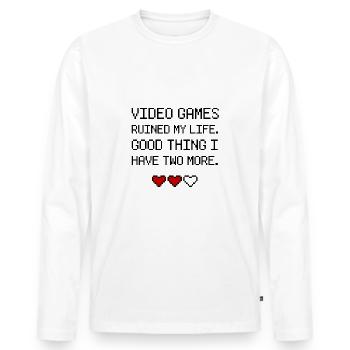 Gamer gaming games heart life health - Men's Premium Organic Long Sleeve Shirt - white - Front - Nico (187cm)