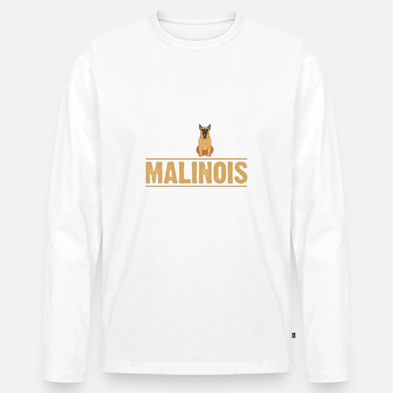 Hund Malinois - Männer Premium Bio Langarmshirt - Weiß