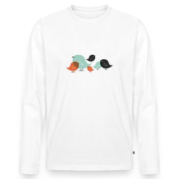 un tas d'oiseaux - T-shirt manches longues Premium bio Homme - blanc - Devant - Nico (187cm)