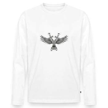 Viking Rabe Odin Hugin Munin épées pierre - T-shirt manches longues Premium bio Homme - blanc - Devant - Nico (187cm)