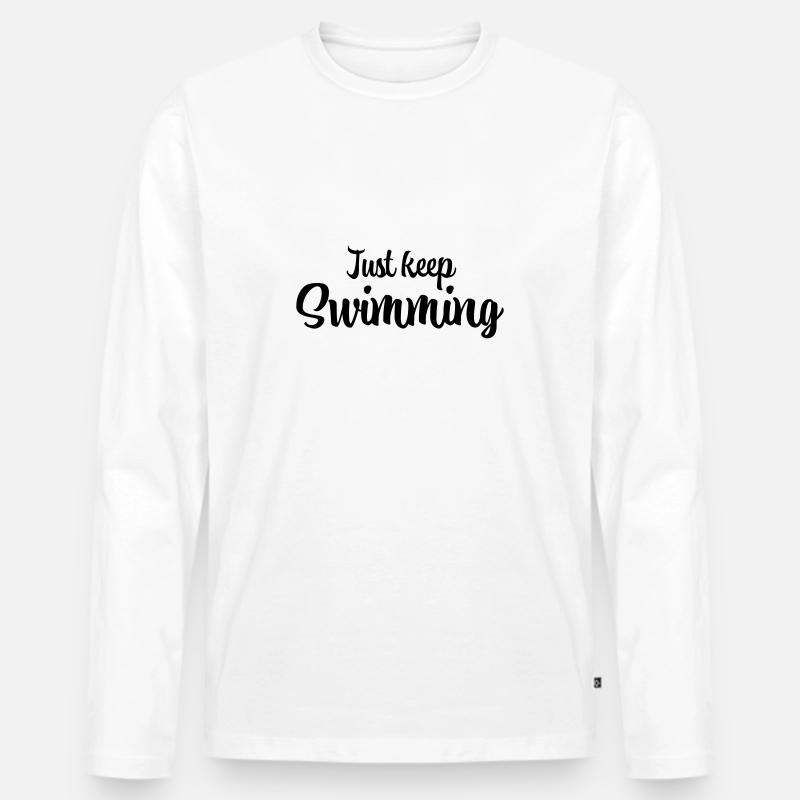 Just keep swimming - Männer Premium Bio Langarmshirt - Weiß