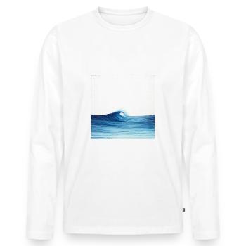 Ocean Wave - Men's Premium Organic Long Sleeve Shirt - white - Front - Nico (187cm)