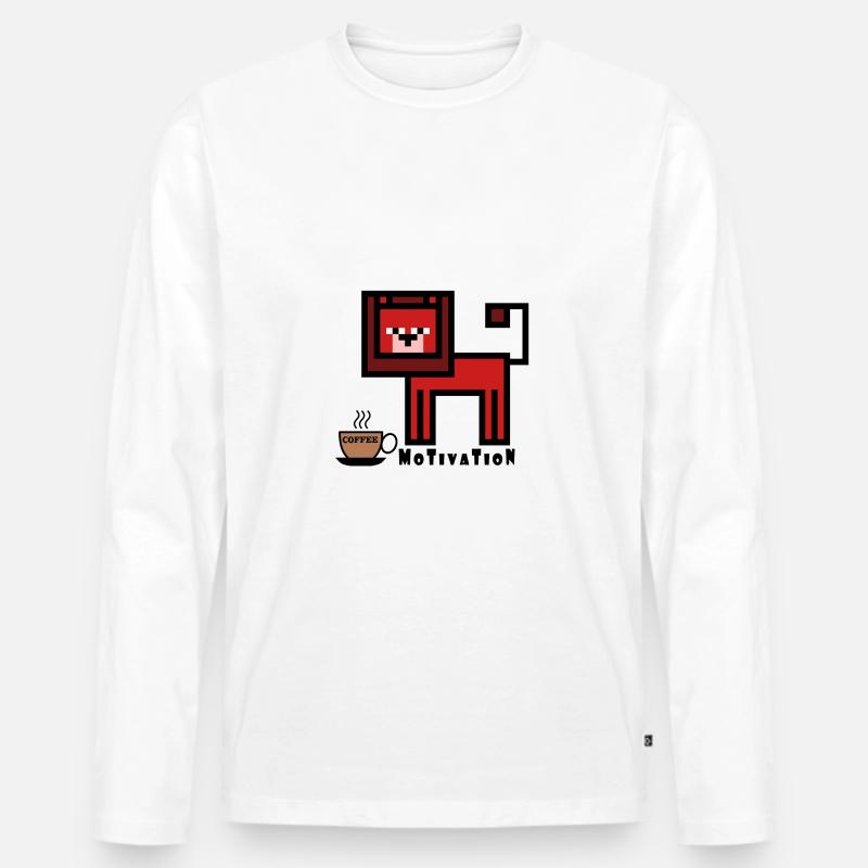 Löwe braucht Motivation - Männer Premium Bio Langarmshirt - Weiß
