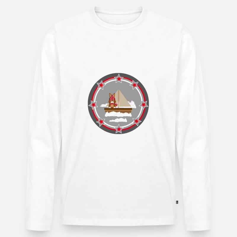 Hase im Winter mit Boot. - Männer Premium Bio Langarmshirt - Weiß