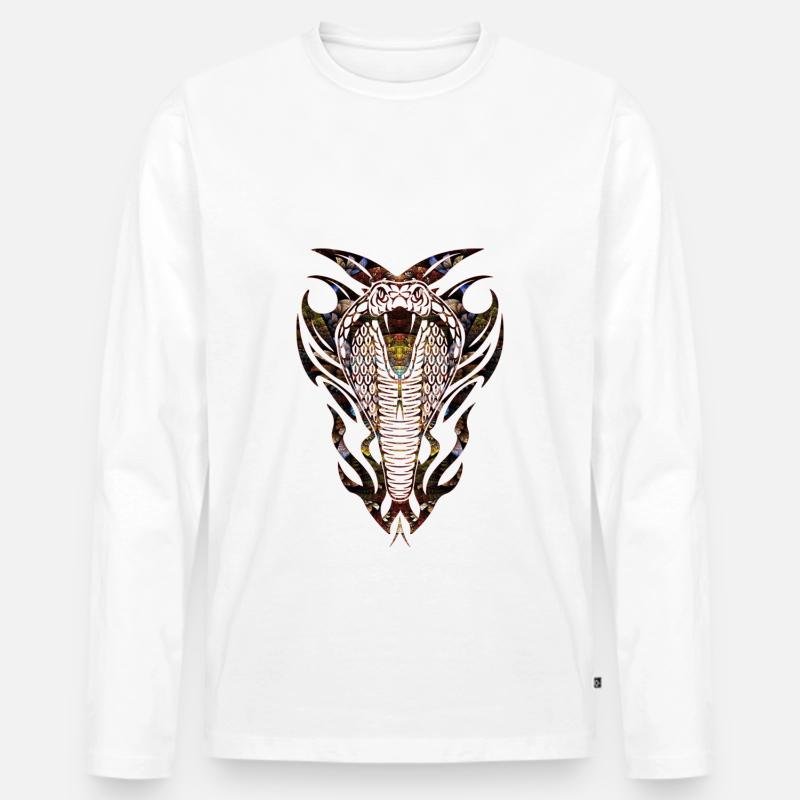 Schlangen Tribal Cobra - Männer Premium Bio Langarmshirt - Weiß