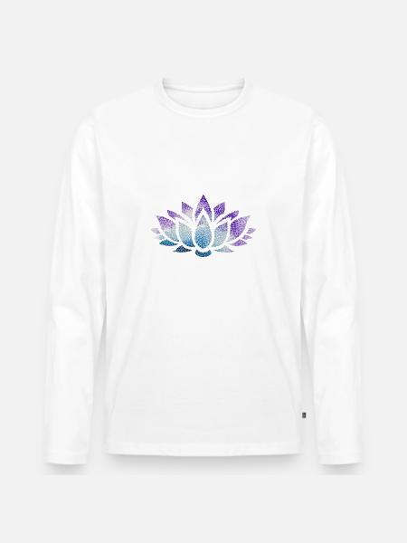 Namaste lotus flower colorful pattern pattern - Men's Premium Organic Long Sleeve Shirt - white