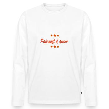 Papounet d amour - T-shirt manches longues Premium bio Homme - blanc - Devant - Nico (187cm)