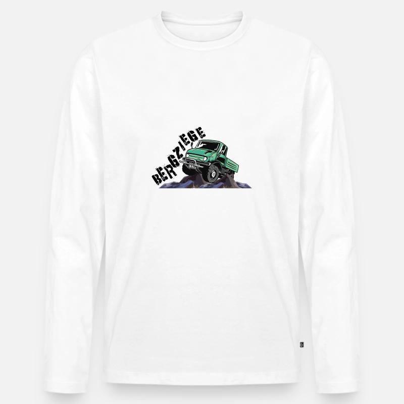 Bergziege - Unimog - Offroad - Oldtimer - Männer Premium Bio Langarmshirt - Weiß